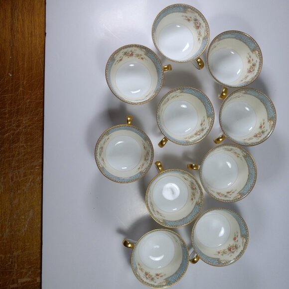 Noritake Blue Dawn Teacup Vintage Porcelain 1947-52 Gold Lustre Rims & Handles - Picture 9 of 13